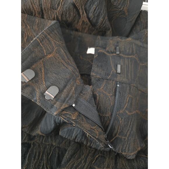 Cache Luxe Black Brown Animal Turtle Shell Print Dress Pants Women's 8 - Picture 3 of 5